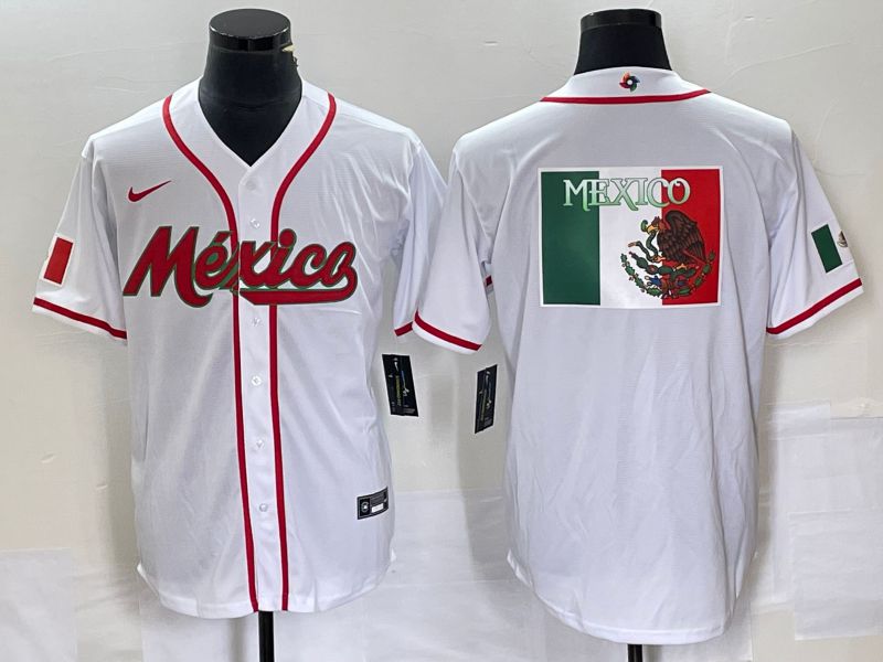 Men 2023 World Cub Mexico Blank White Nike MLB Jersey8